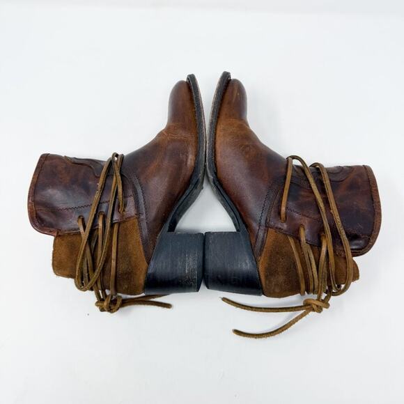 Freebird Brown Leather & Suede Casey Ankle Booties Sz 7 Made in Mexico Ankle Tie - Picture 6 of 10